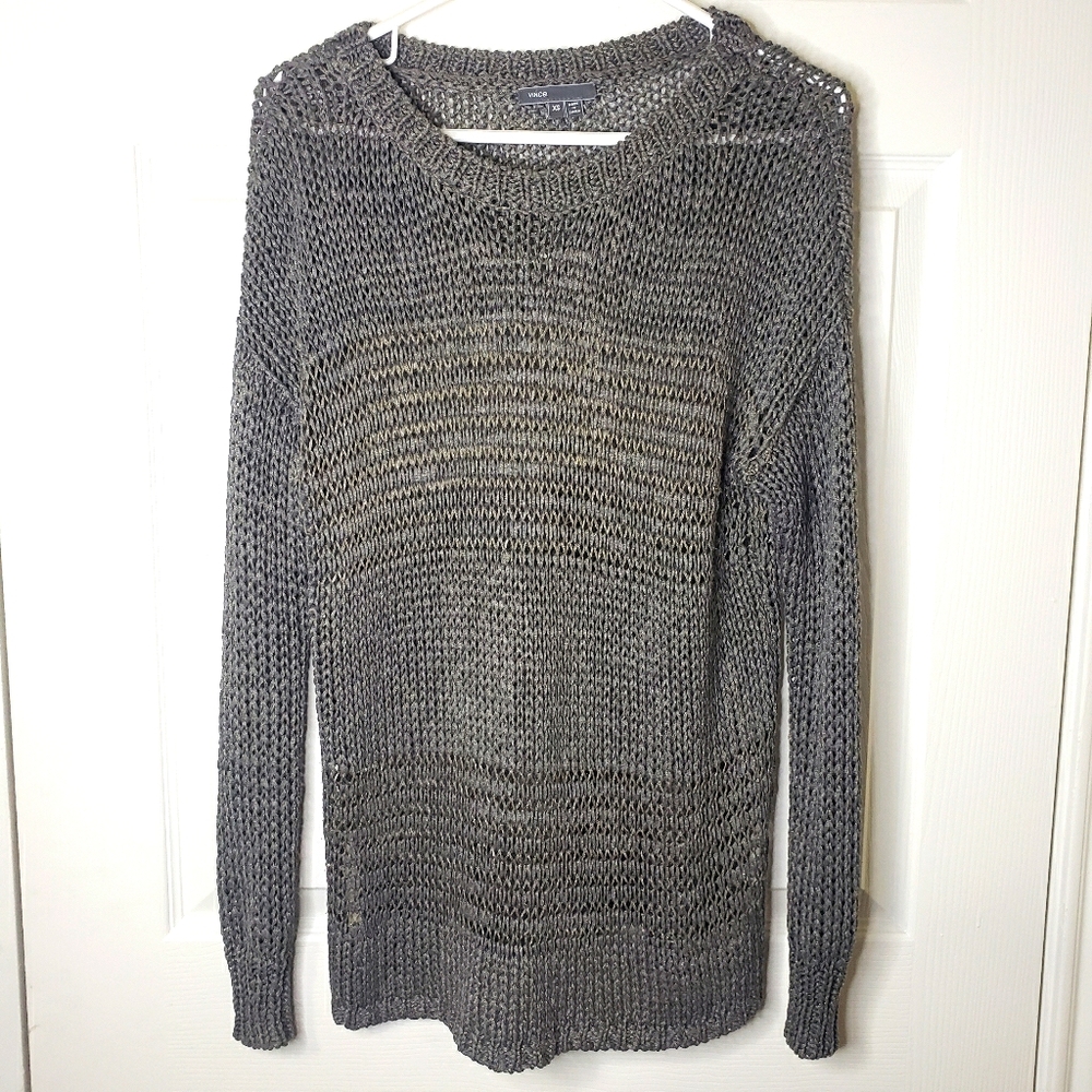 Vince metallic mesh net sweater xs